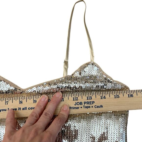 Lulus Perfectly Glowing Sequin Feather Tank Top XS Cropped Holiday Concert - Picture 10 of 11